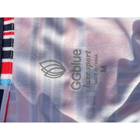 GGBlue Grace National Geometric Red Blue WhiteGolf Polo Tank Size M - Picture 7 of 8